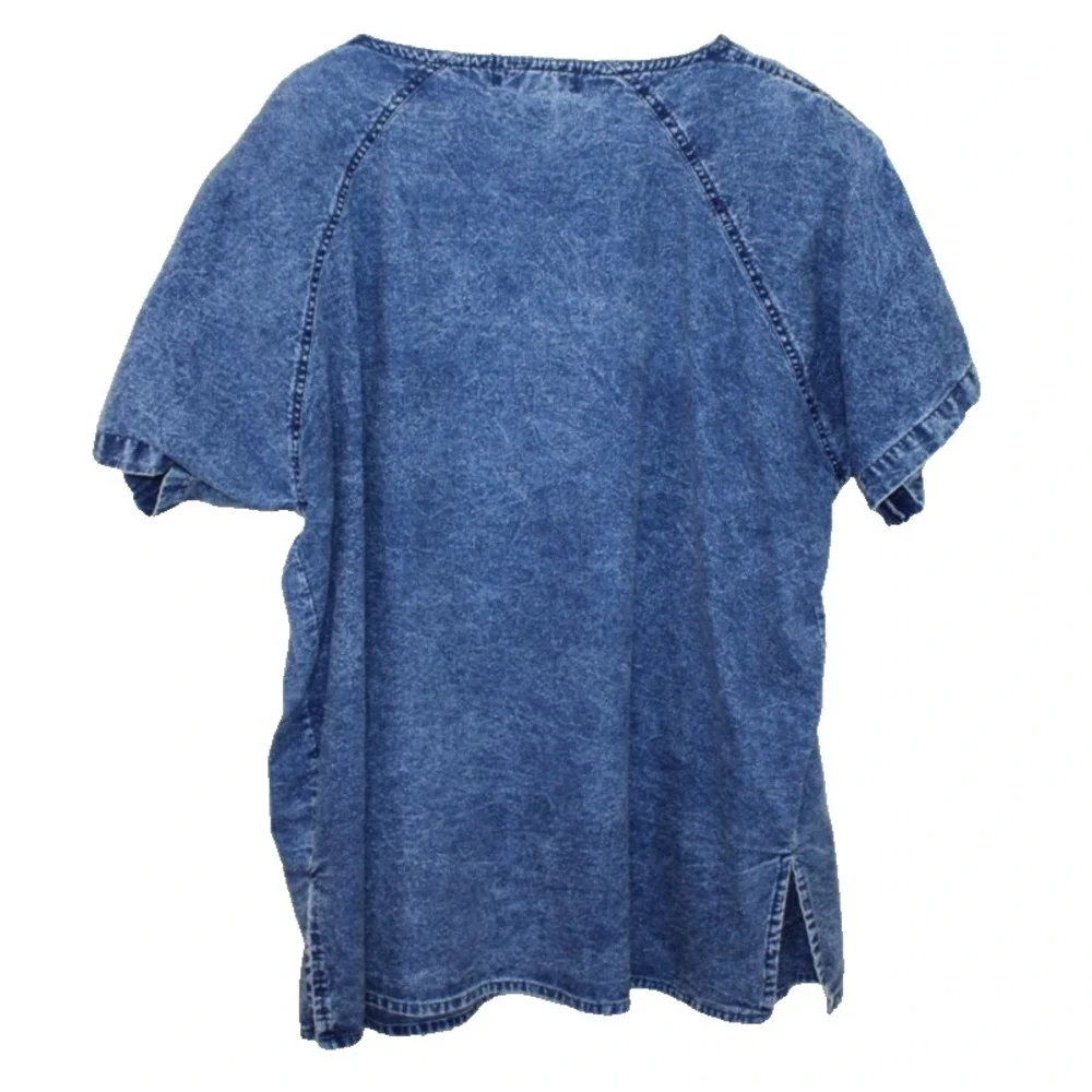 VTG Club Z embroidered beaded blue denim top plus size 22-24 embellished 1980s